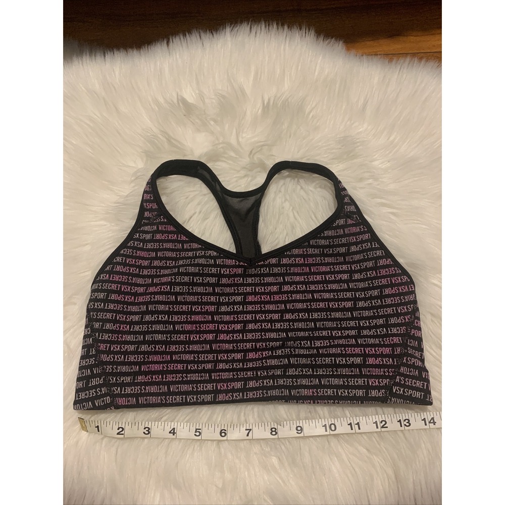 victoria secret vsx sports bra large racerback unlined logo pattern